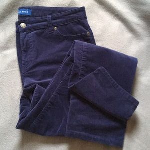 Talbots navy velvety corduroy slim ankle pants, 8